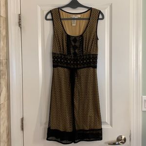 Max Studio Black Lace Beige Sleeveless Dress Med M
